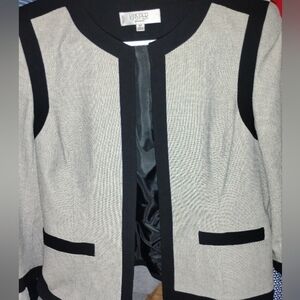 Stylish Blazer Kasper Cotton lined Kasper  Open Blazer Woman’s 6P Black trim Ac